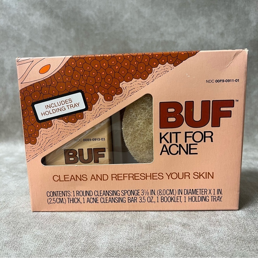 Buf Puf Deep Cleansing Facial Sponge Acne Bar Kit Set NEW VTG Prop Box